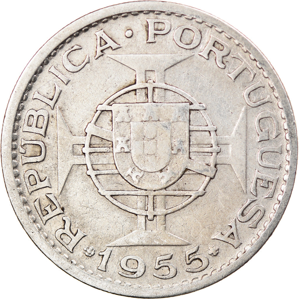 Moneta, Mozambik, 20 Escudos, 1955, EF(40-45), Srebro, KM:80