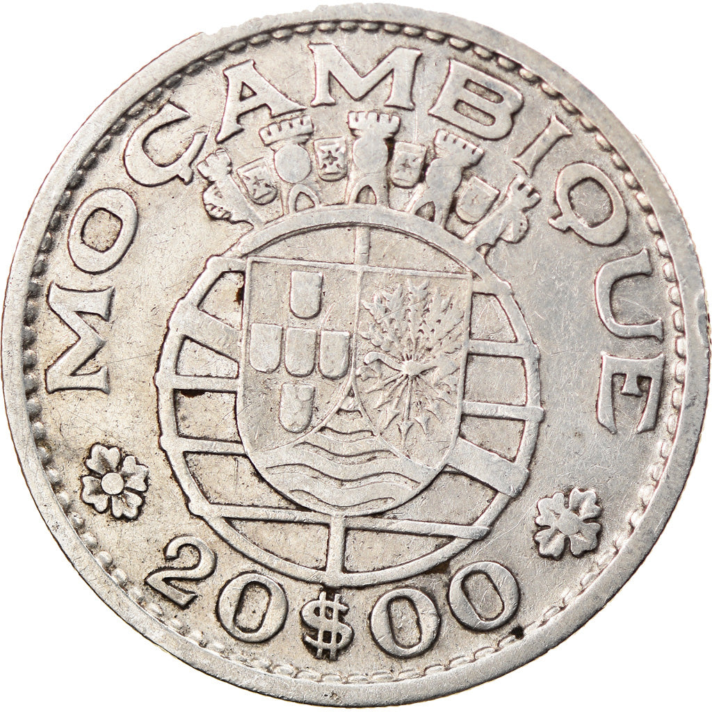 Moneta, Mozambik, 20 Escudos, 1955, EF(40-45), Srebro, KM:80