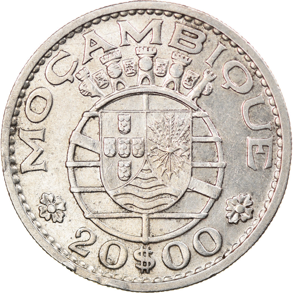 Coin, Mozambique, 20 Escudos, 1966, EF(40-45), Silver, KM:80a