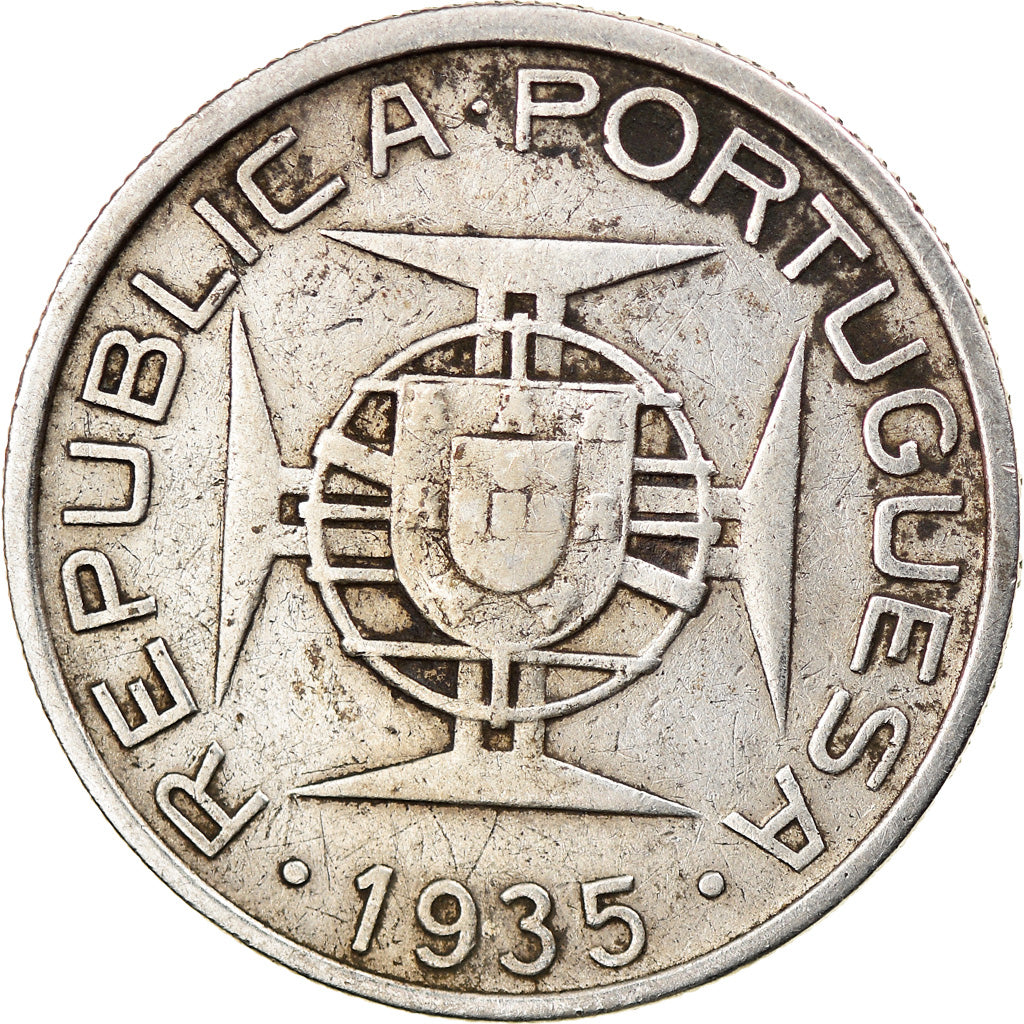 Moneda, Mozambique, 5 Escudos, 1935, BC+, Plata, KM:62