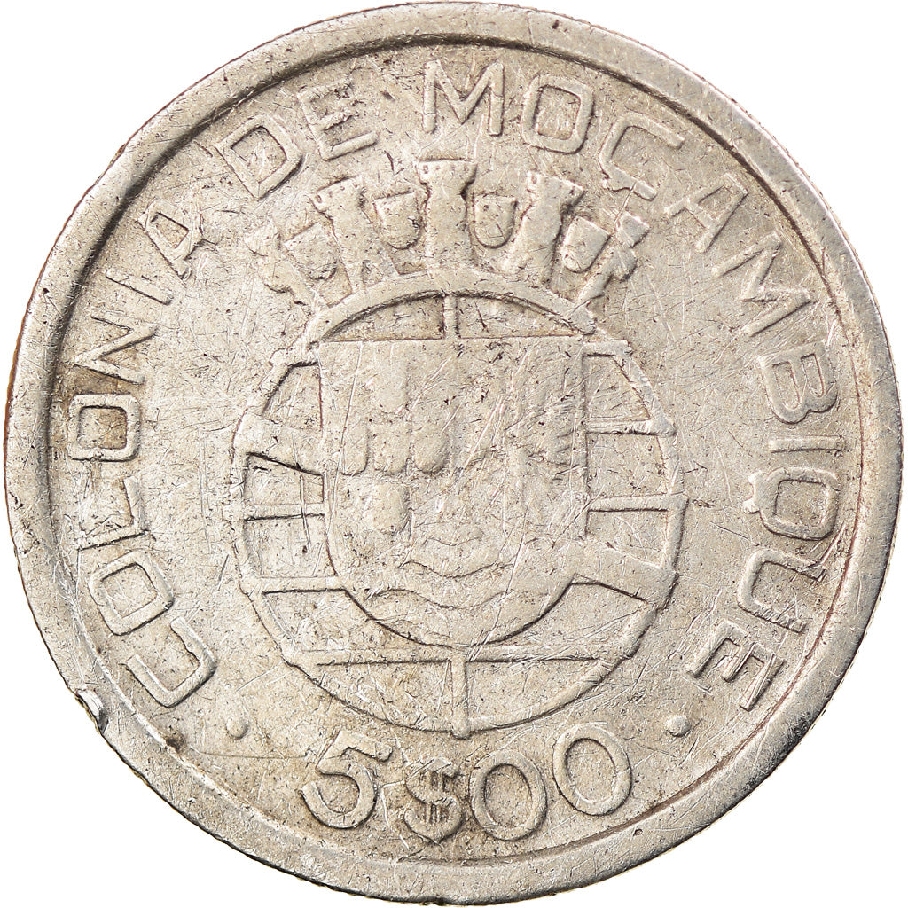 Coin, Mozambique, 5 Escudos, 1938, VF(30-35), Silver, KM:69