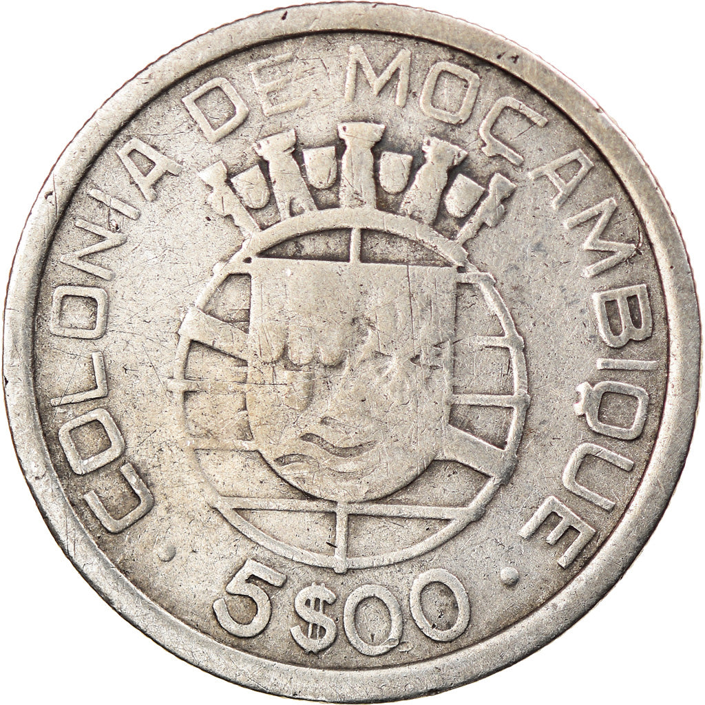 Coin, Mozambique, 5 Escudos, 1949, VF(30-35), Silver, KM:69