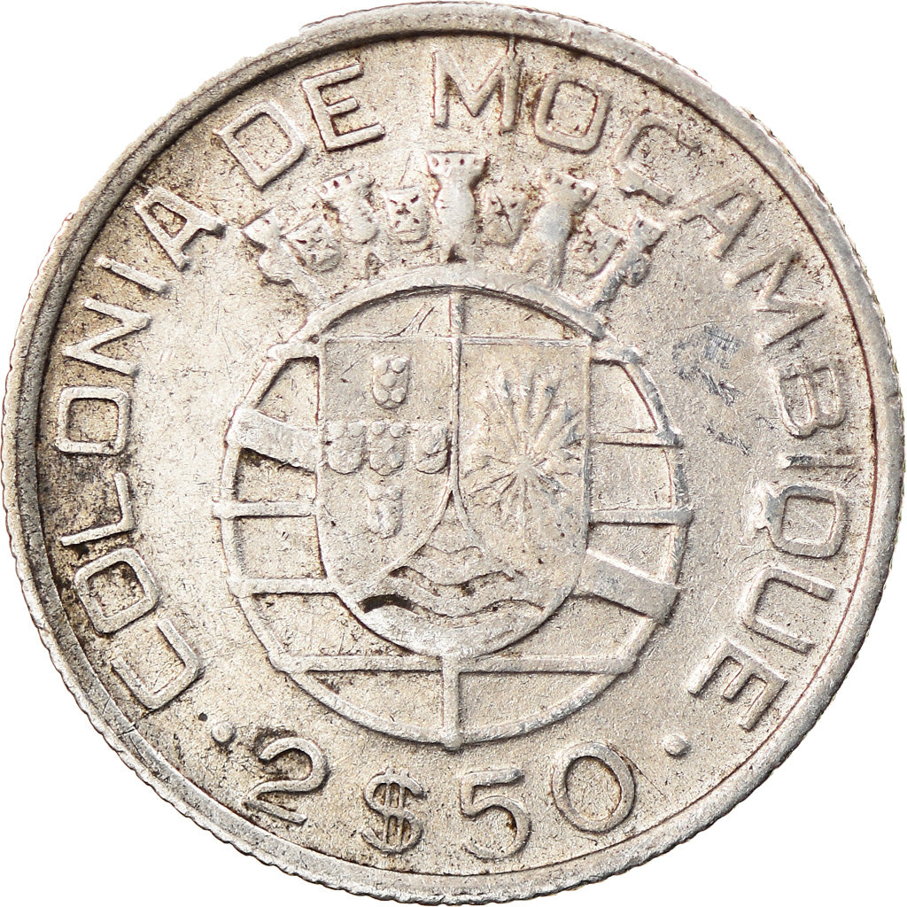 Coin, Mozambique, 2-1/2 Escudos, 1950, EF(40-45), Silver, KM:68