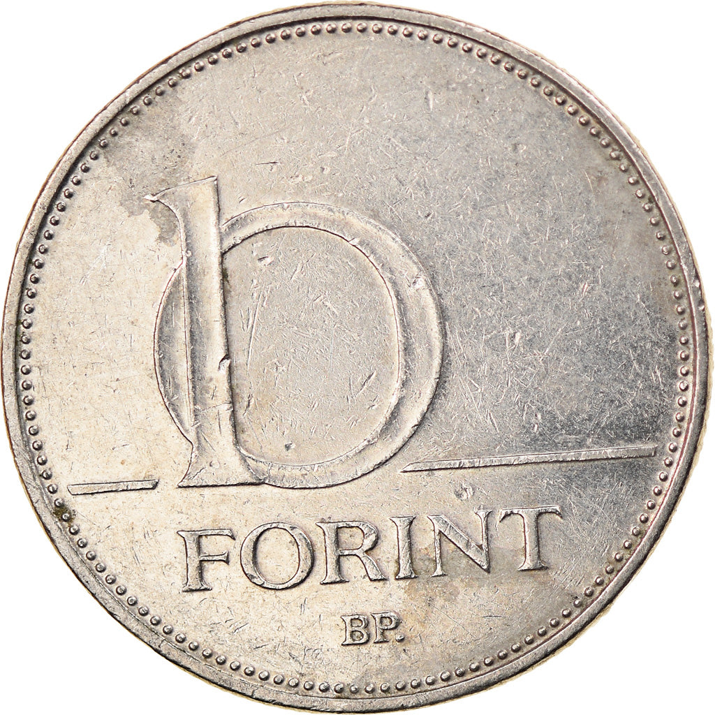 Moneta, Węgry, 10 Forint, 2001, Budapest, VF(30-35), Miedź-Nikiel, KM:695