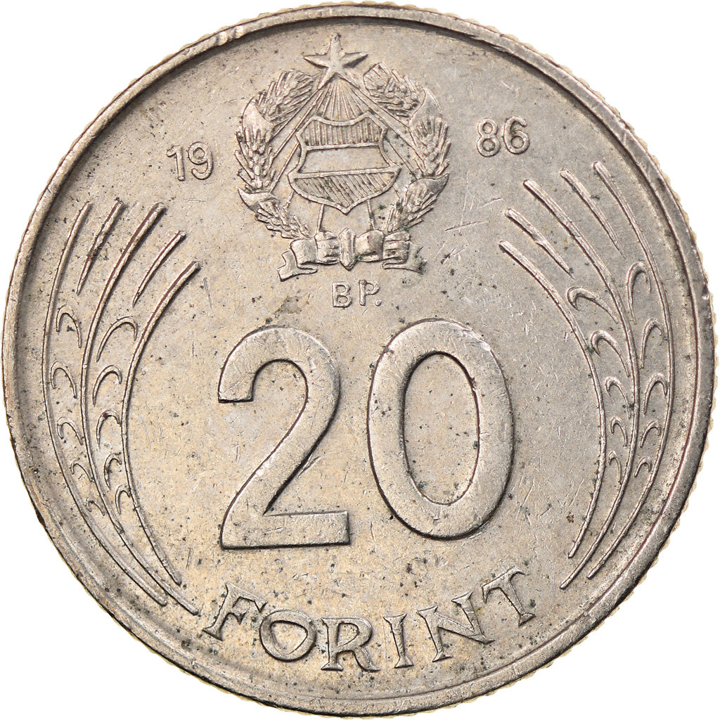 Moeda, Hungria, 20 Forint, 1986, Budapest, VF(30-35), Cobre-níquel, KM:630