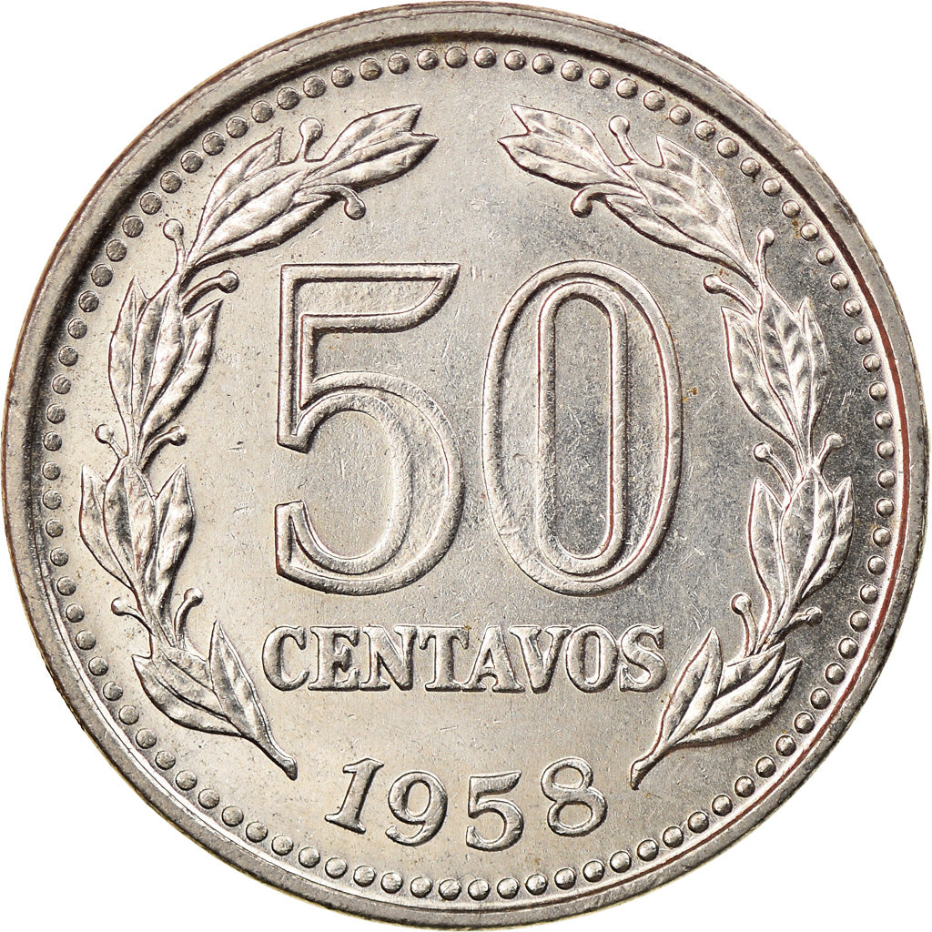 Munten, Argentinië, 50 Centavos, 1958, FR+, Nickel Clad Steel, KM:56