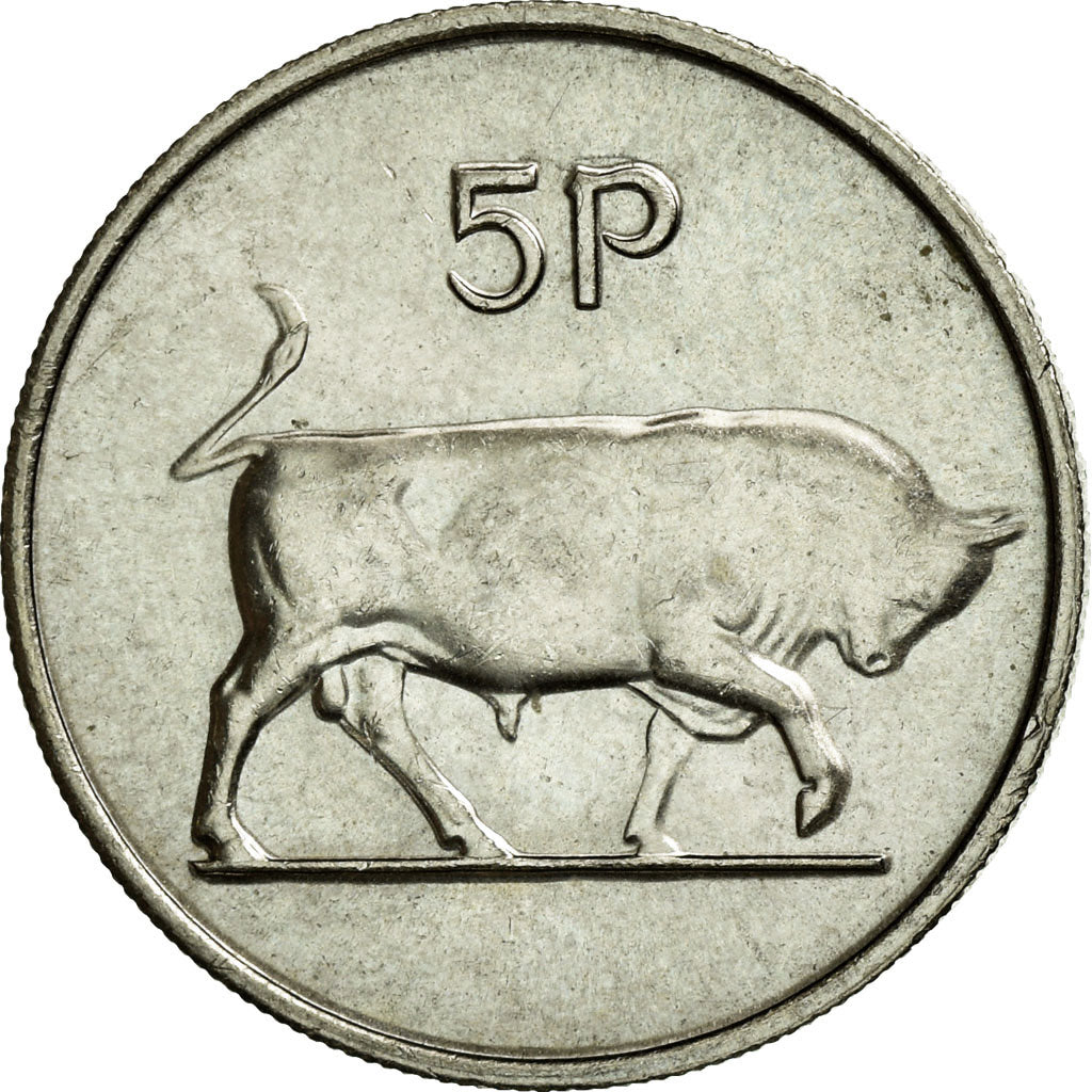 Coin, IRELAND REPUBLIC, 5 Pence, 1980, AU(55-58), Copper-nickel, KM:22