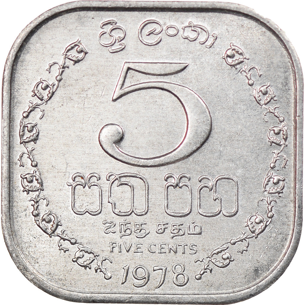 Moneta, Sri Lanka, 5 Cents, 1978, MB+, Alluminio, KM:139a