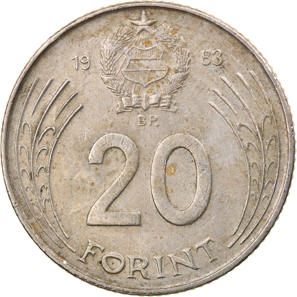 Moneta, Węgry, 20 Forint, 1983, Budapest, VF(20-25), Miedź-Nikiel, KM:630