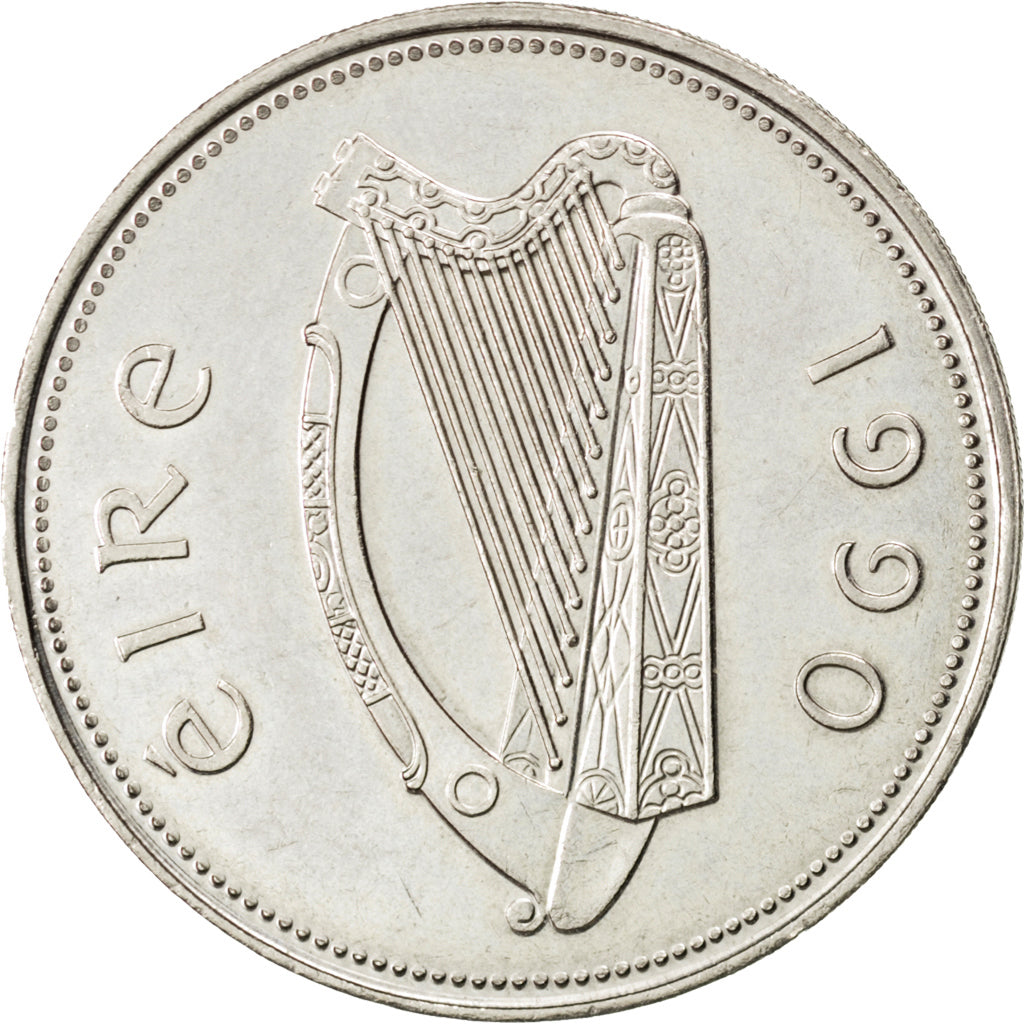 IRELAND REPUBLIC, Punt, Pound, 1990, KM #27, AU(55-58), Copper-Nickel, 31.1,...