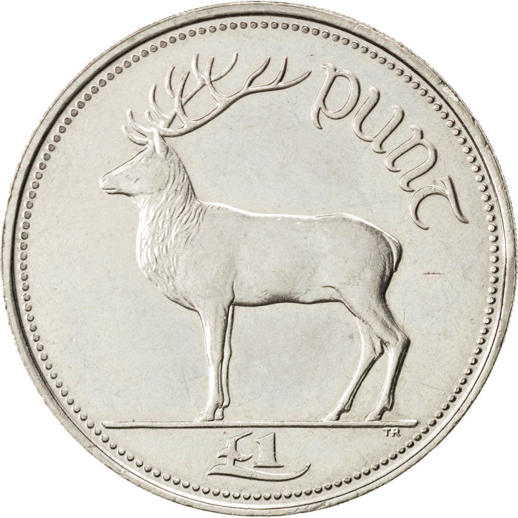IRELAND REPUBLIC, Punt, Pound, 1990, KM #27, AU(55-58), Copper-Nickel, 31.1,...