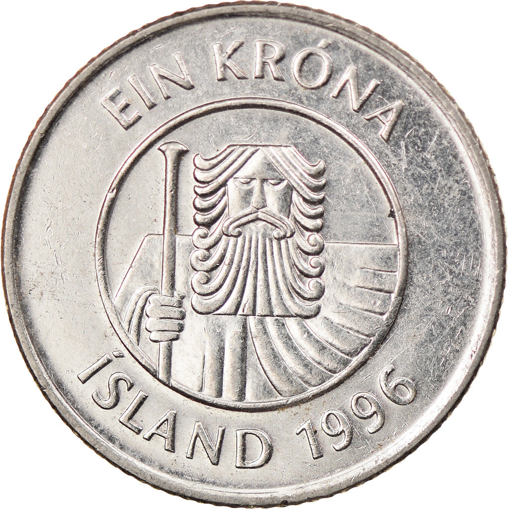 Moneda, Islandia, Krona, 1996, BC+, Níquel chapado en acero, KM:27A