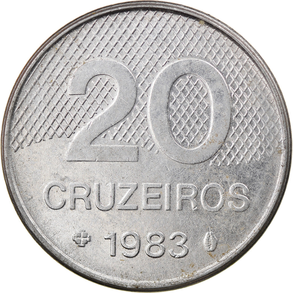 Münze, Brasilien, 20 Cruzeiros, 1983, S+, Stainless Steel, KM:593.1