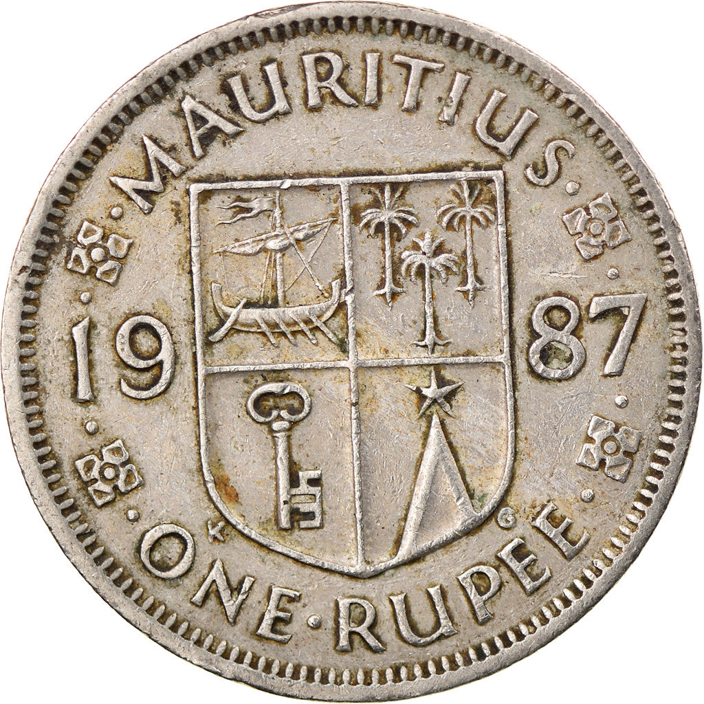 Moeda, Maurícia, Rupee, 1987, VF(20-25), Cobre-níquel, KM:55