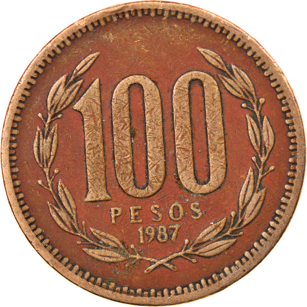 Moneda, Chile, 100 Pesos, 1987, Santiago, BC+, Aluminio - bronce, KM:226.1