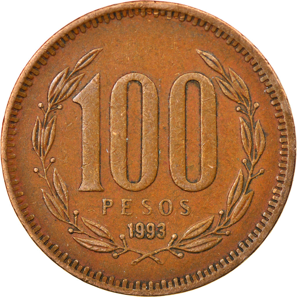 Moneda, Chile, 100 Pesos, 1993, Santiago, BC+, Aluminio - bronce, KM:226.2