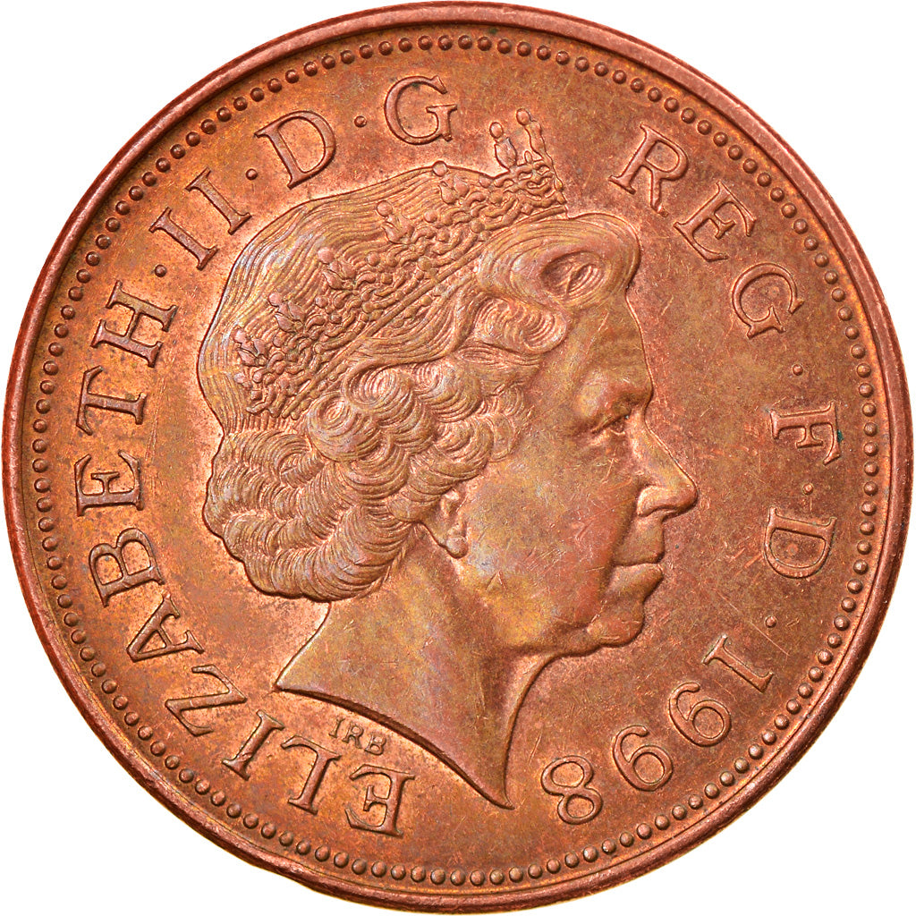 Coin, Great Britain, Elizabeth II, 2 Pence, 1998, EF(40-45), Copper Plated