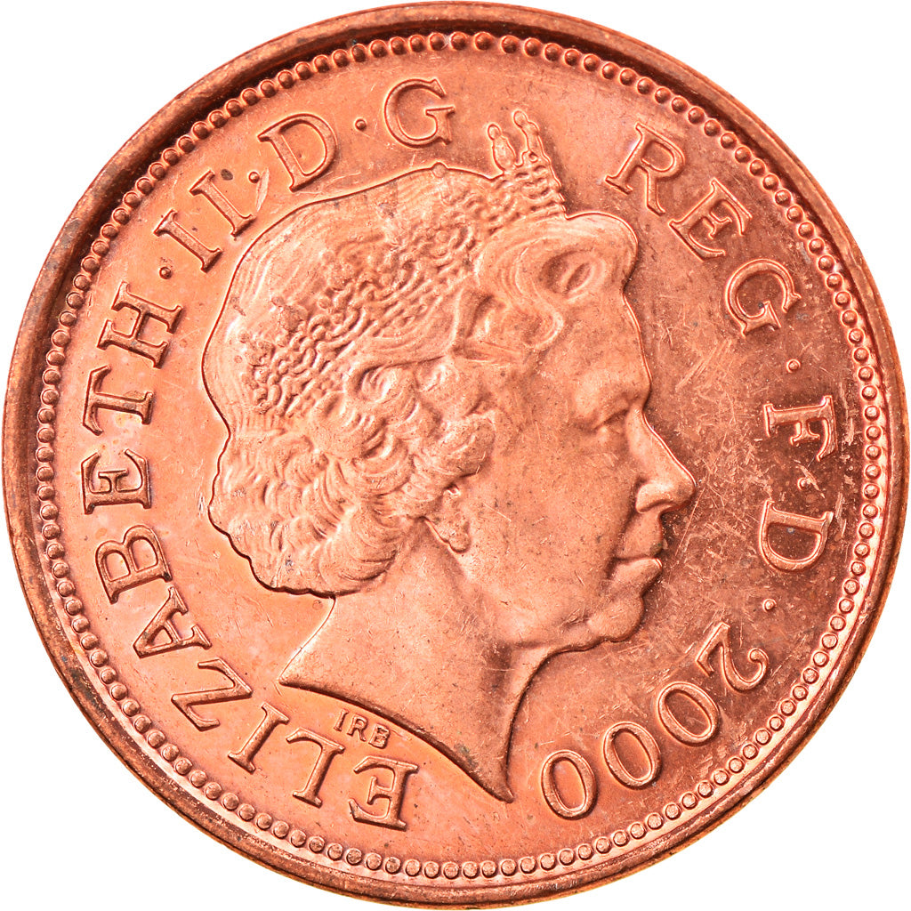 Münze, Großbritannien, Elizabeth II, 2 Pence, 2000, SS+, Copper Plated Steel