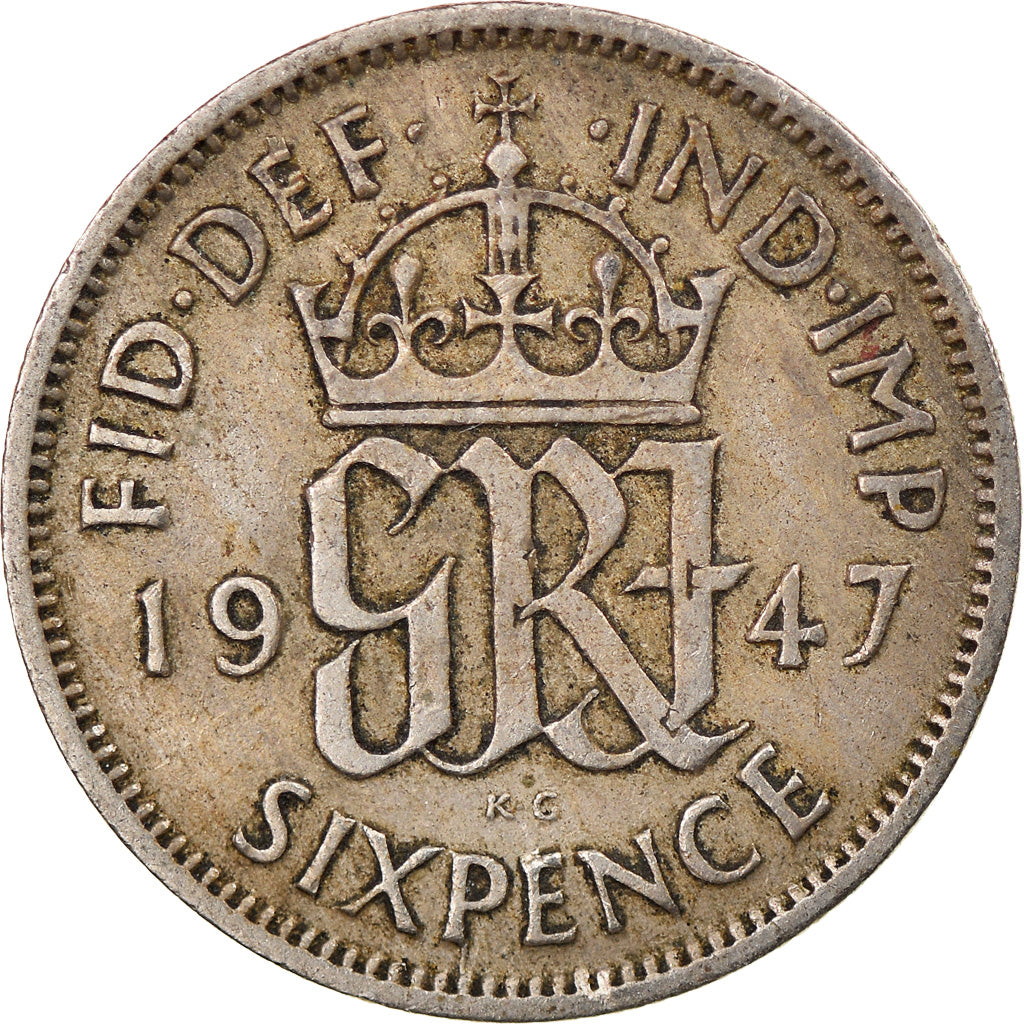 Moeda, Grã-Bretanha, George VI, 6 Pence, 1947, VF(30-35), Cobre-níquel, KM:862