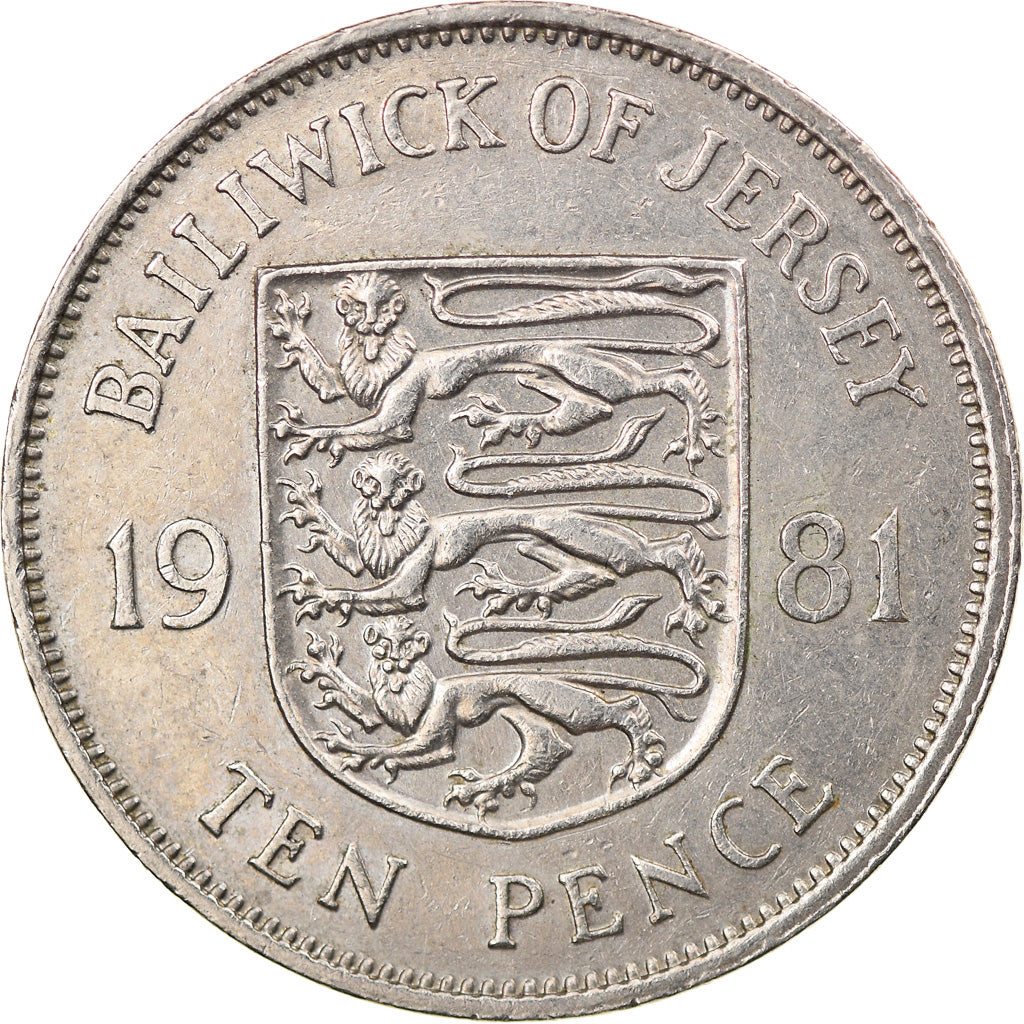 Coin, Jersey, Elizabeth II, 10 Pence, 1981, EF(40-45), Copper-nickel, KM:49