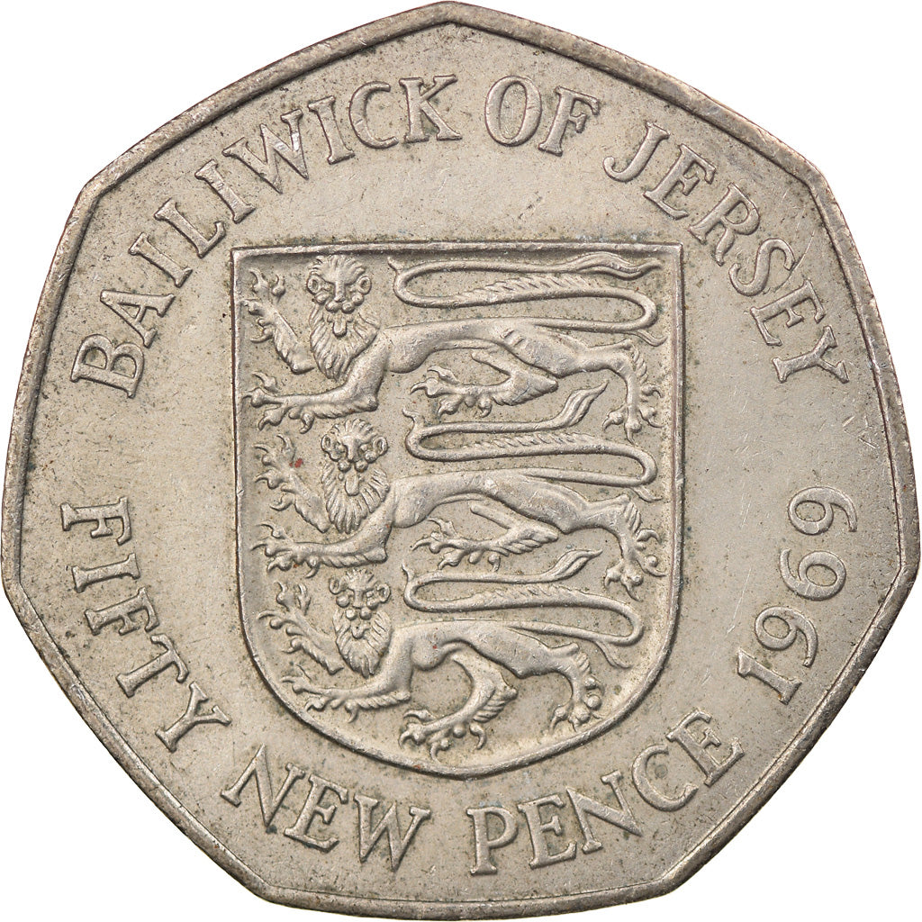 Monnaie, Jersey, Elizabeth II, 50 New Pence, 1969, TB+, Copper-nickel, KM:34