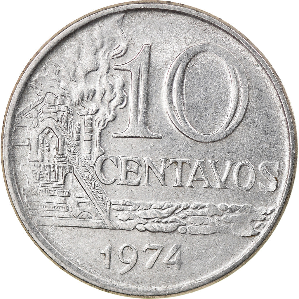 Monnaie, Brésil, 10 Centavos, 1974, TB+, Stainless Steel, KM:578.1a