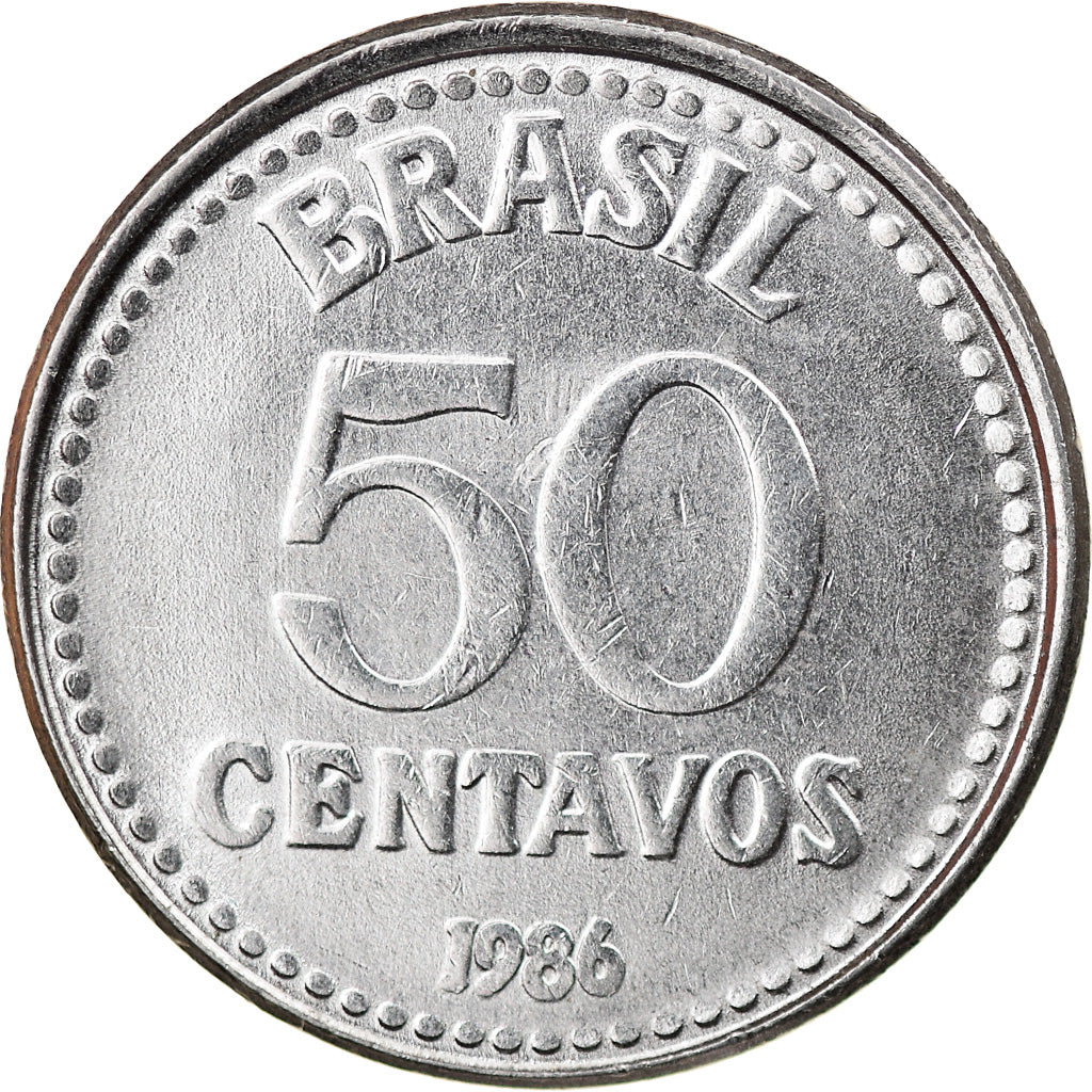 Monnaie, Brésil, 50 Centavos, 1986, TTB, Stainless Steel, KM:604