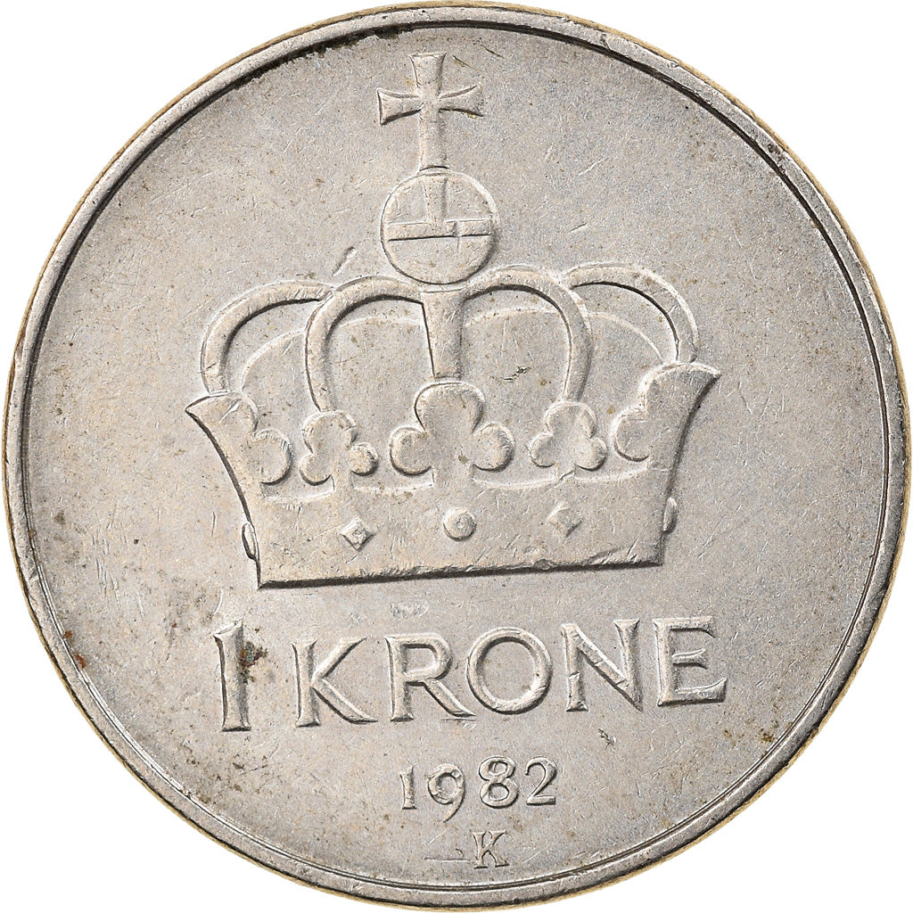 Moneta, Norvegia, Olav V, Krone, 1982, MB+, Rame-nichel, KM:419
