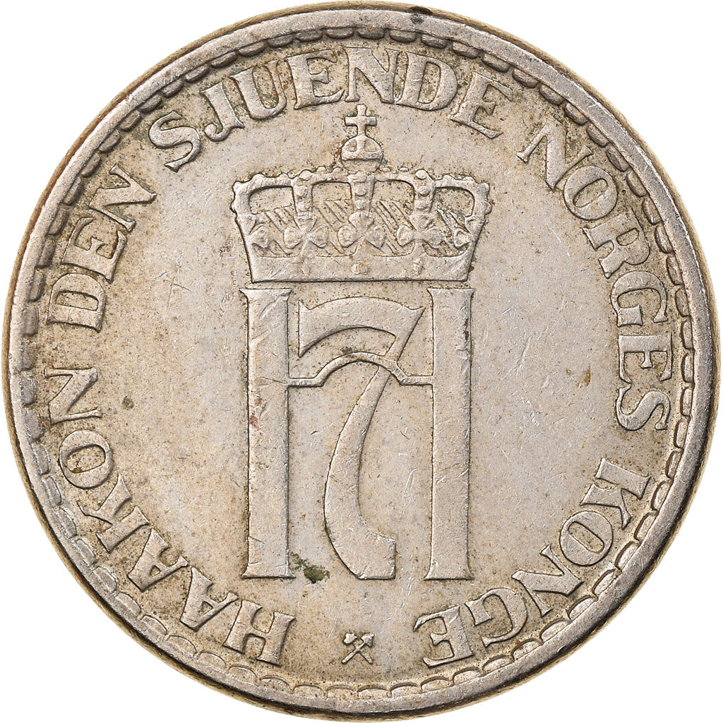 Munten, Noorwegen, Haakon VII, Krone, 1957, FR+, Copper-nickel, KM:397.2