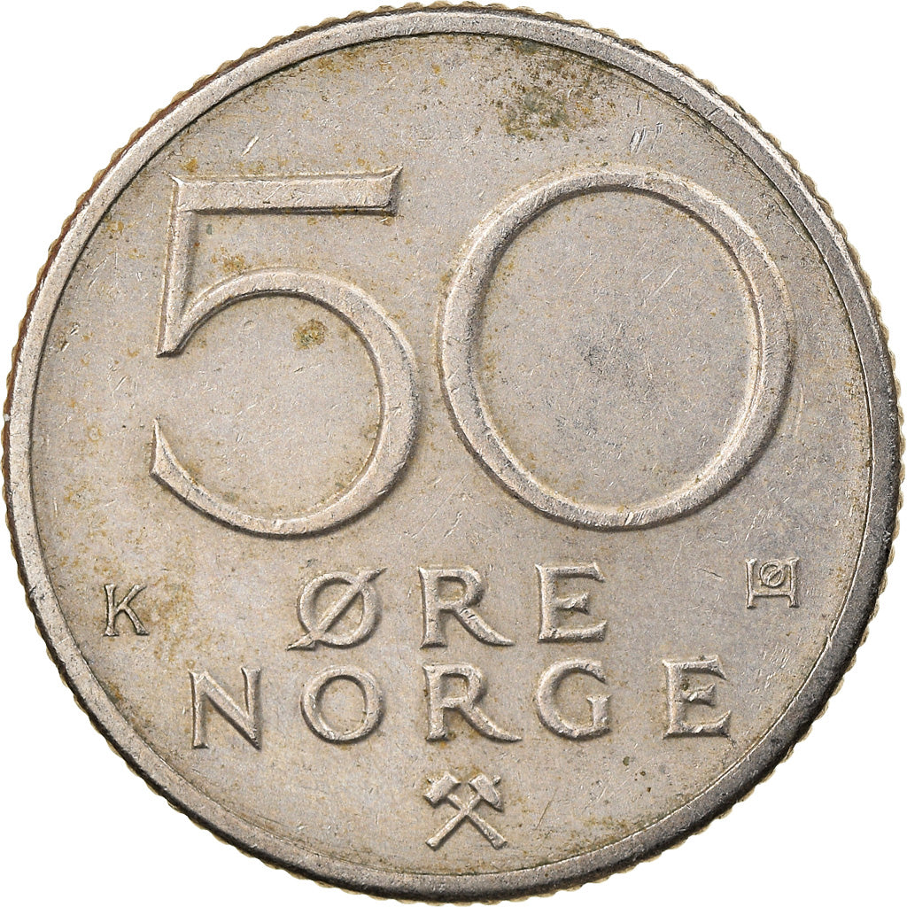 Moneta, Norvegia, Olav V, 50 Öre, 1981, MB+, Rame-nichel, KM:418