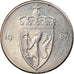 Moneta, Norvegia, Olav V, 50 Öre, 1987, MB+, Rame-nichel, KM:418
