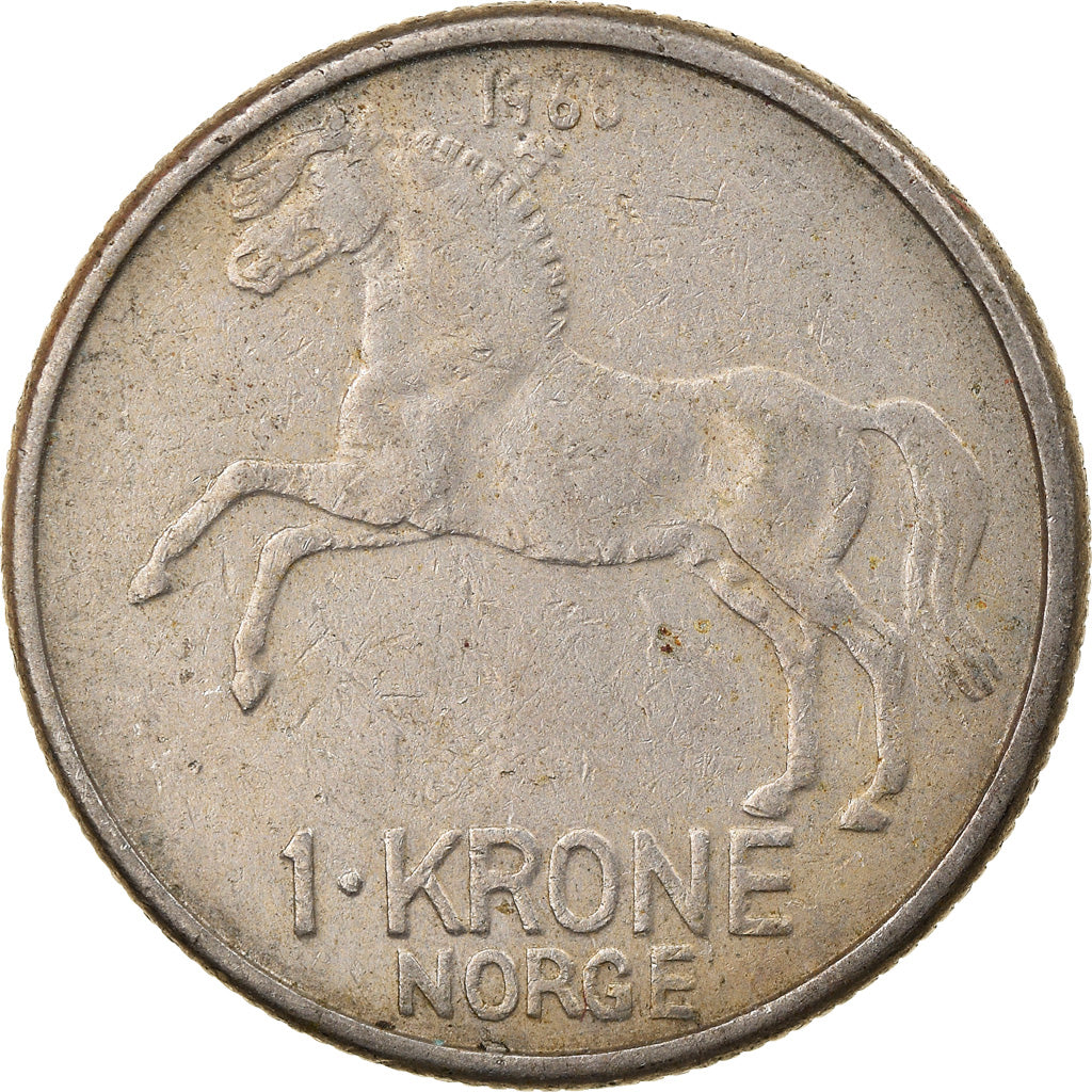 Munten, Noorwegen, Olav V, Krone, 1960, FR+, Copper-nickel, KM:409