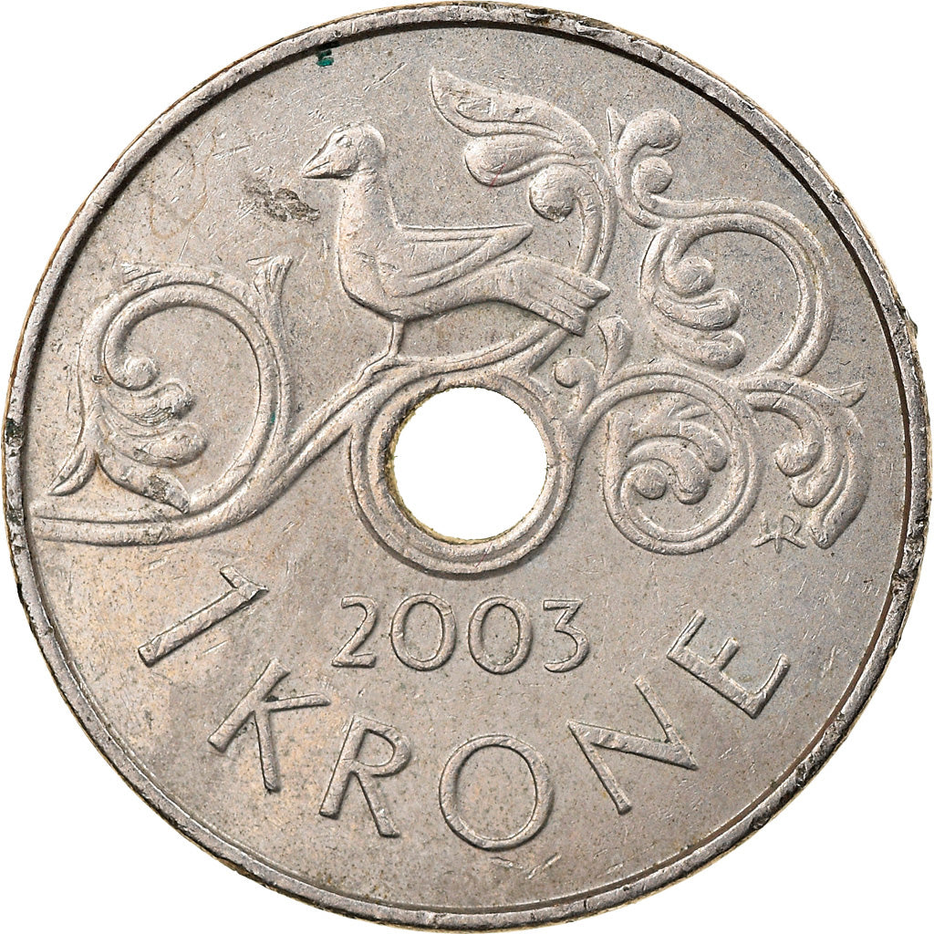 Moneda, Noruega, Harald V, Krone, 2003, BC+, Cobre - níquel, KM:462