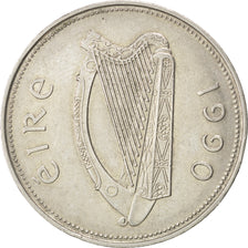IRELAND REPUBLIC, Punt, Pound, 1990, KM #27, AU(50-53), Copper-Nickel, 31.1,...