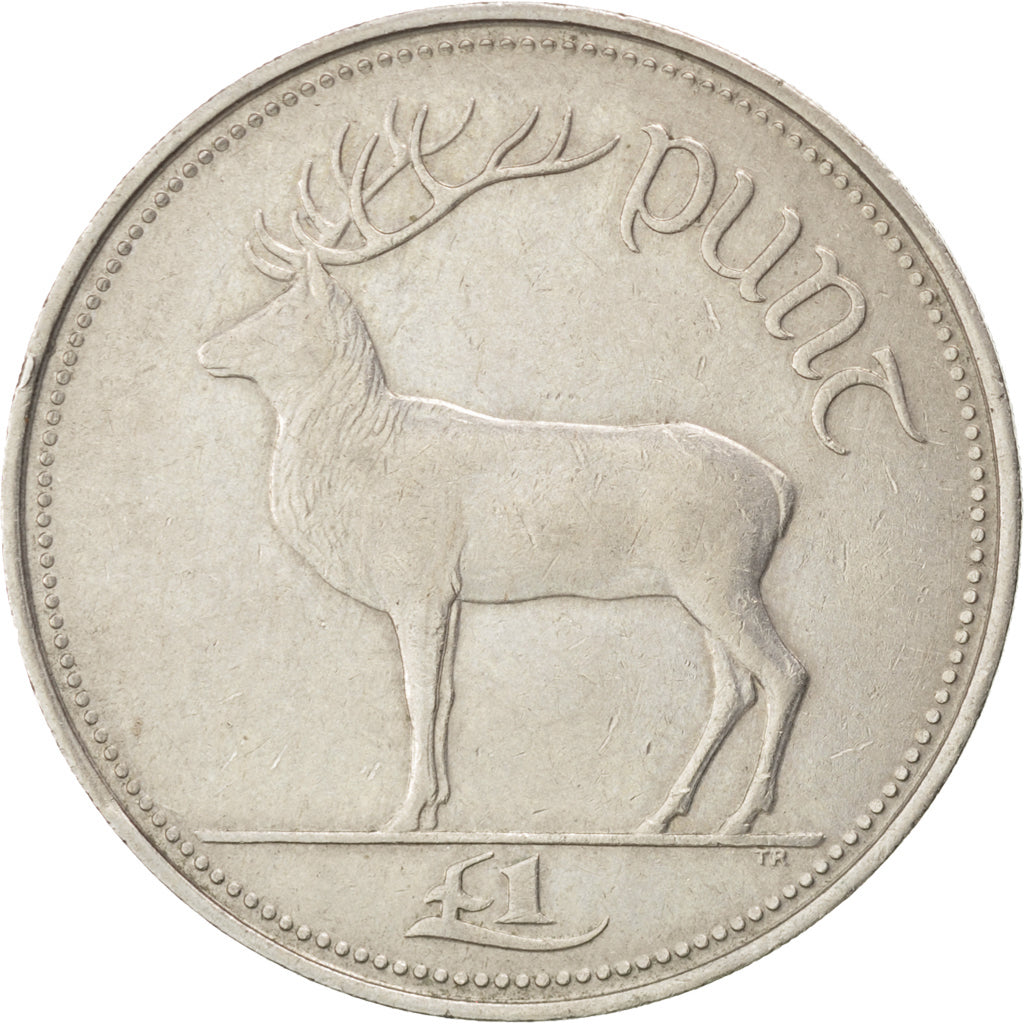 IRELAND REPUBLIC, Punt, Pound, 1990, KM #27, AU(50-53), Copper-Nickel, 31.1,...