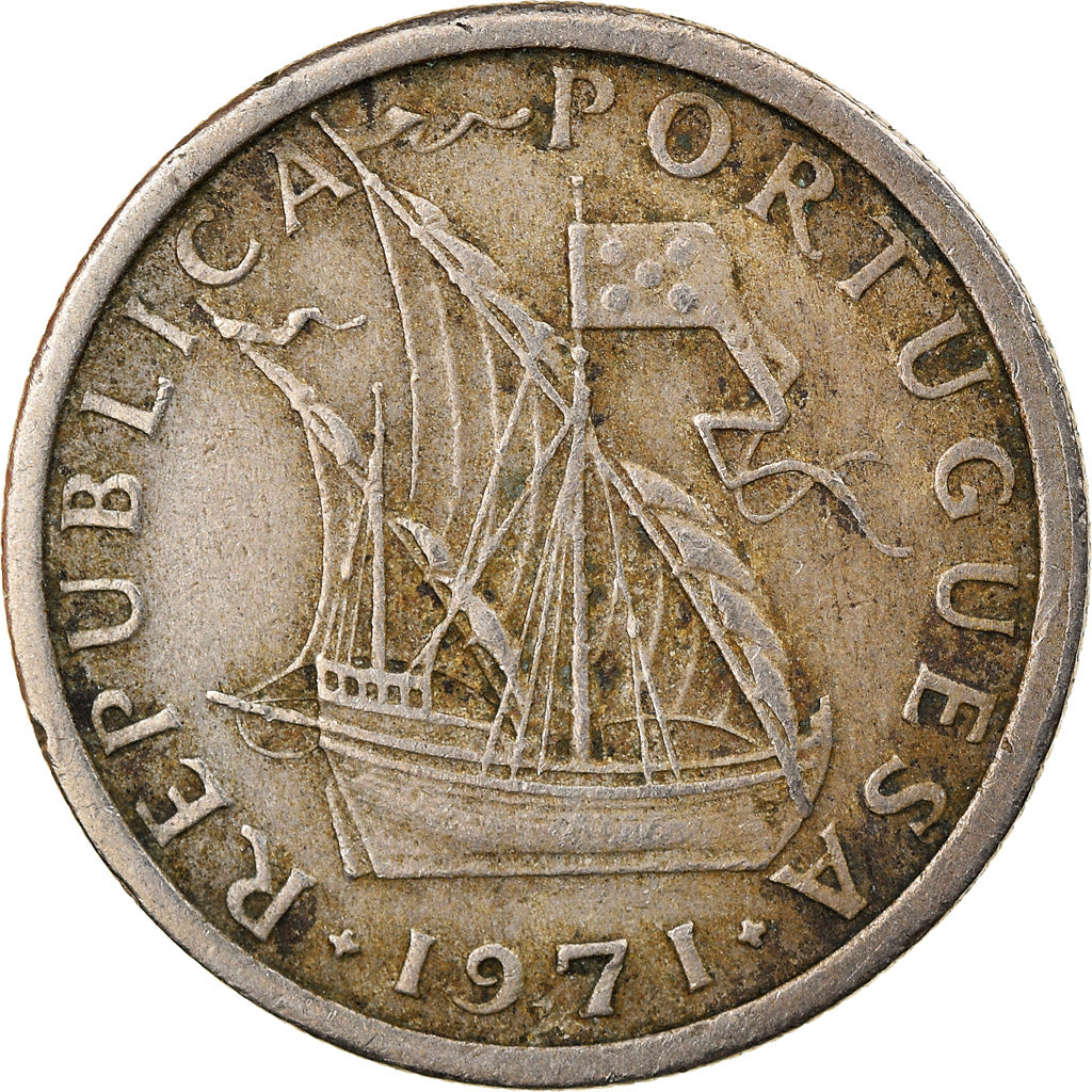 Coin, Portugal, 2-1/2 Escudos, 1971, VF(20-25), Copper-nickel, KM:590