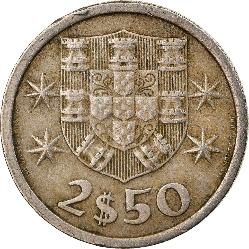Coin, Portugal, 2-1/2 Escudos, 1971, VF(20-25), Copper-nickel, KM:590