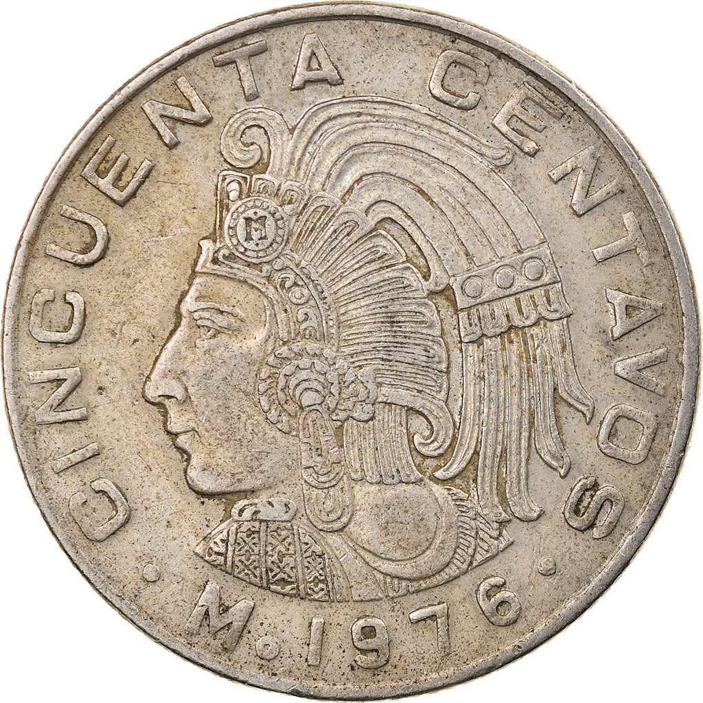 Moneta, Mexico, 50 Centavos, 1976, Mexico City, VF(30-35), Miedź-Nikiel, KM:452