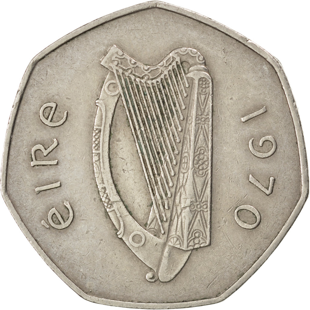 IRELAND REPUBLIC, 50 Pence, 1970, KM #24, EF(40-45), Copper-Nickel, 30, 13.48