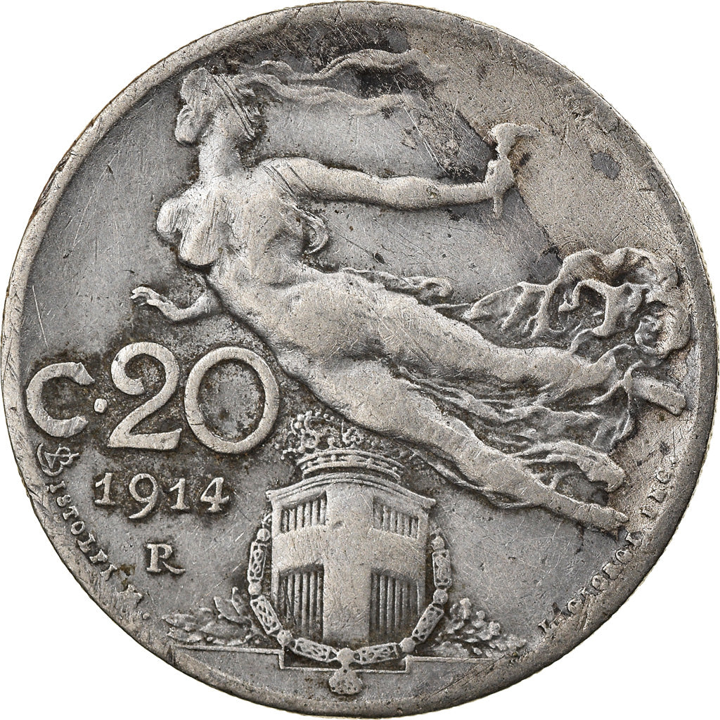 Monnaie, Italie, Vittorio Emanuele III, 20 Centesimi, 1914, Rome, TB+, Nickel