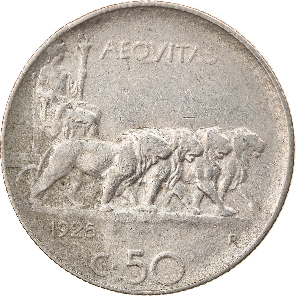 Moeda, Itália, Vittorio Emanuele III, 50 Centesimi, 1925, Rome, VF(20-25)