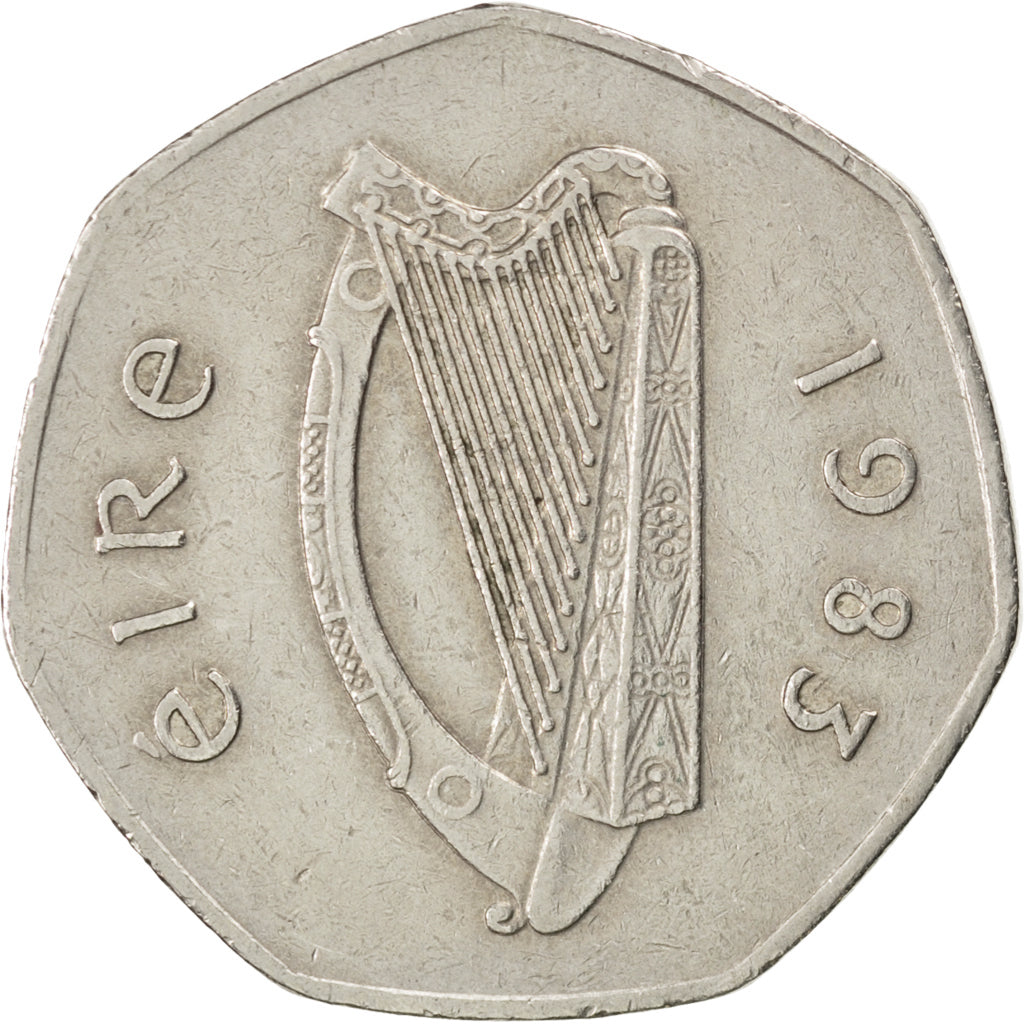 IRELAND REPUBLIC, 50 Pence, 1983, KM #24, EF(40-45), Copper-Nickel, 30, 13.54