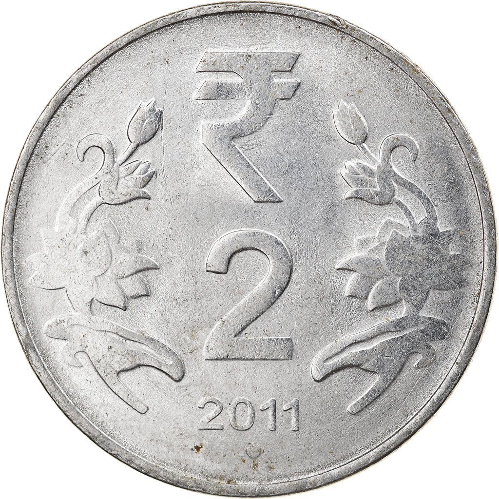 Münze, INDIA-REPUBLIC, 2 Rupees, 2011, S+, Stainless Steel, KM:395