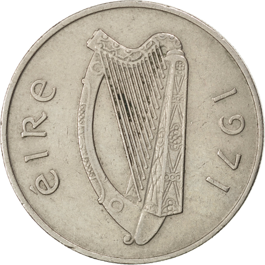 IRELAND REPUBLIC, 10 Pence, 1971, KM #23, AU(50-53), Copper-Nickel, 28.5, 11.38