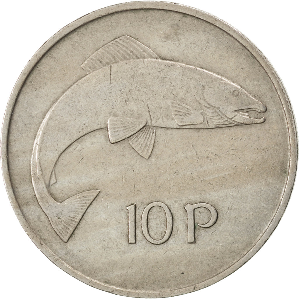 IRELAND REPUBLIC, 10 Pence, 1971, KM #23, AU(50-53), Copper-Nickel, 28.5, 11.38