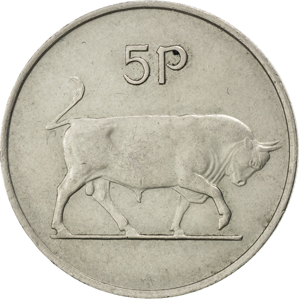 IRELAND REPUBLIC, 5 Pence, 1969, KM #22, AU(50-53), Copper-Nickel, 23.6, 5.62