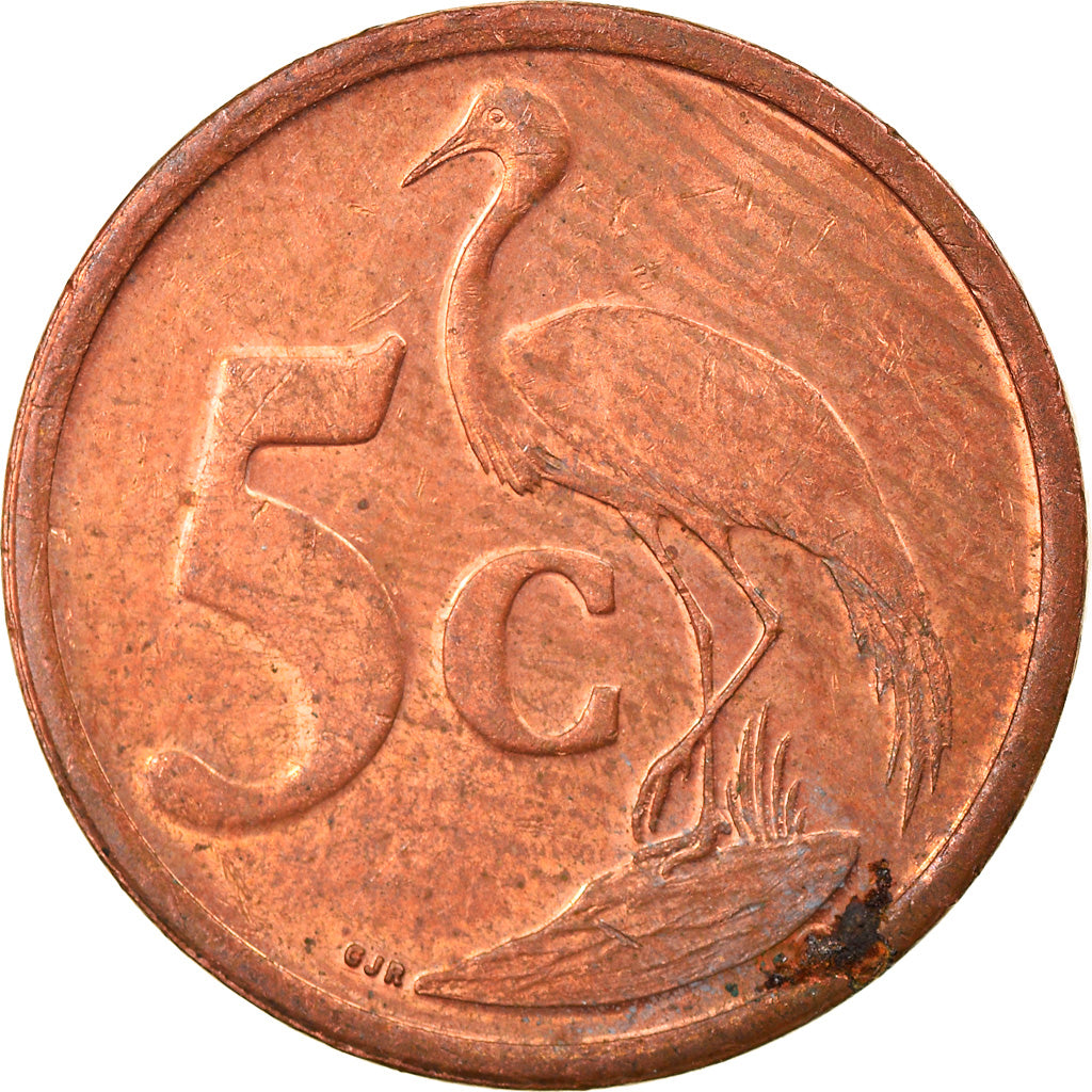 Moneda, Sudáfrica, 5 Cents, 2004, BC+, Cobre chapado en acero, KM:325