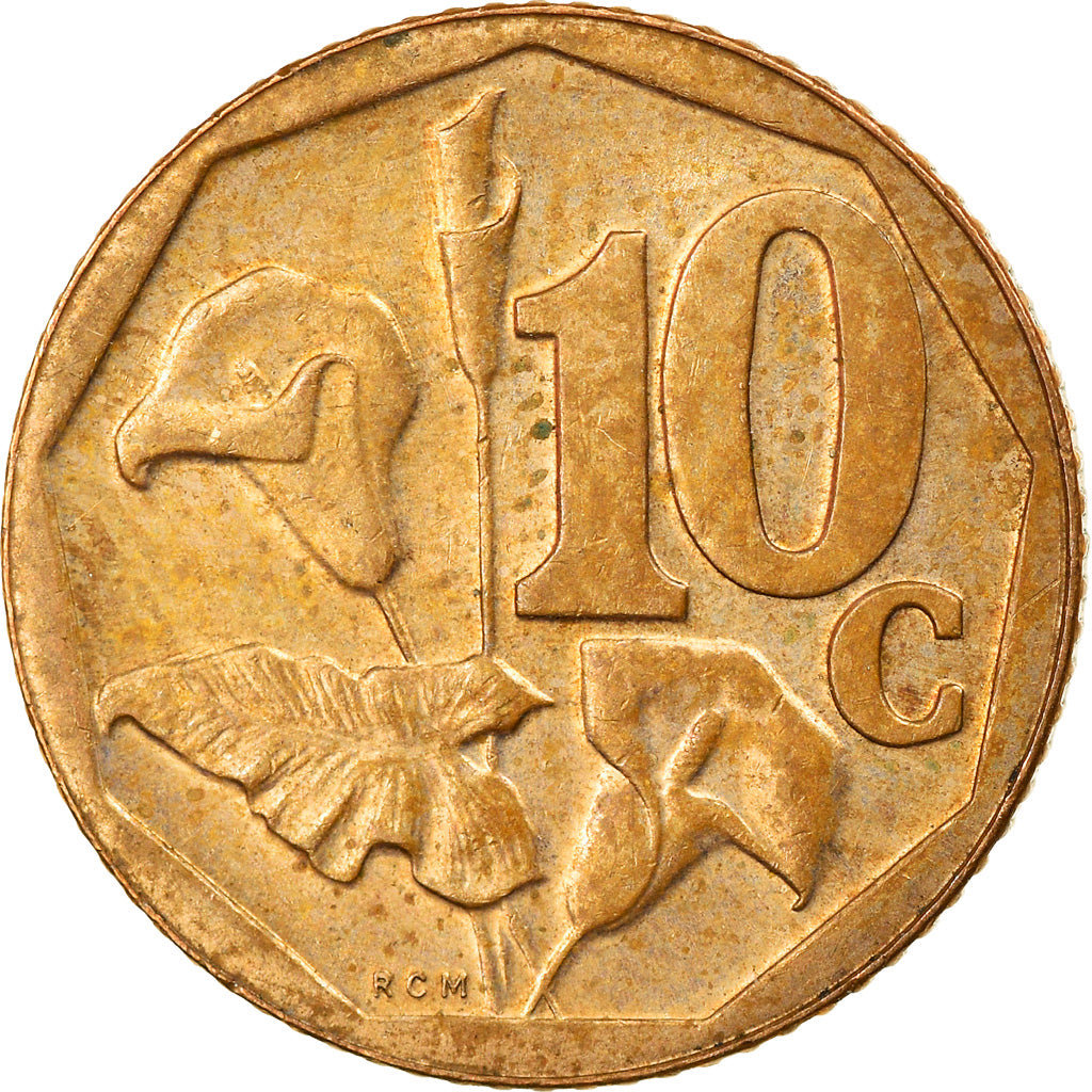 Moneda, Sudáfrica, 10 Cents, 2006, Pretoria, BC+, Bronce chapado en acero