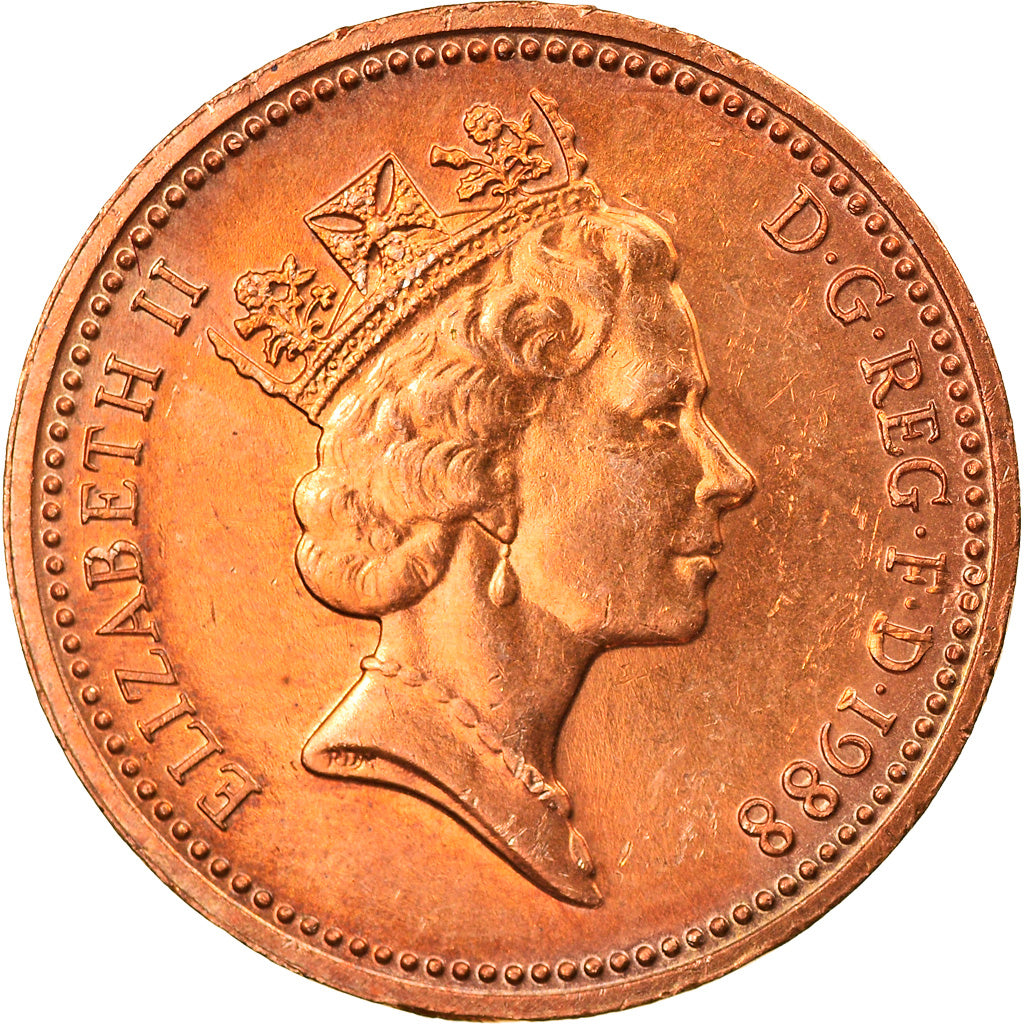 Coin, Great Britain, Elizabeth II, Penny, 1988, MS(60-62), Bronze, KM:935