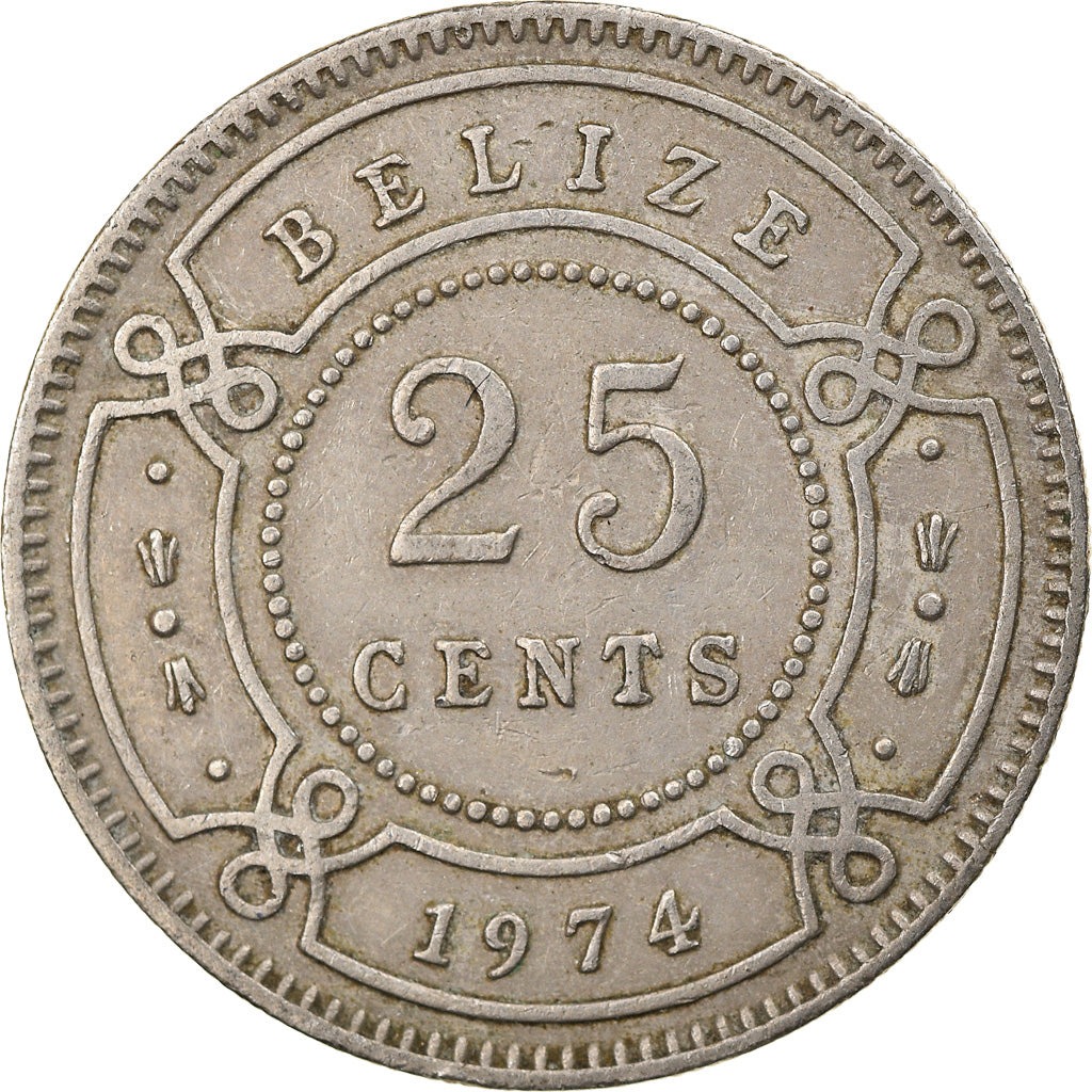 Coin, Belize, 25 Cents, 1974, Franklin Mint, VF(30-35), Copper-nickel, KM:36